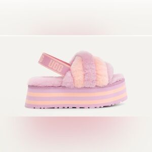 Ugg Disco Stripe Platform Slides in pink and purple new. 9